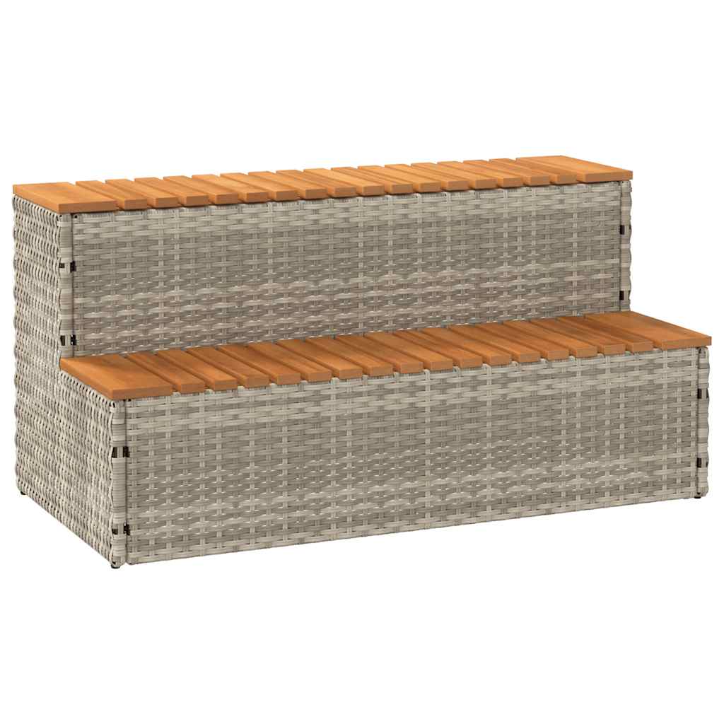 Whirlpool-Stufen Hellgrau 100X50X50,5 Cm Poly-Rattan Und Akazie