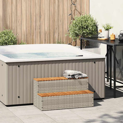 Whirlpool-Stufen Hellgrau 100X50X50,5 Cm Poly-Rattan Und Akazie