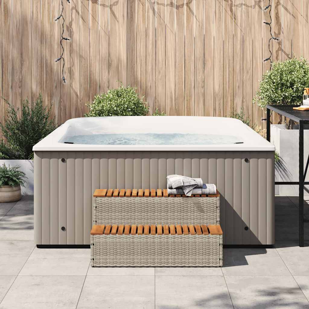 Whirlpool-Stufen Hellgrau 100X50X50,5 Cm Poly-Rattan Und Akazie