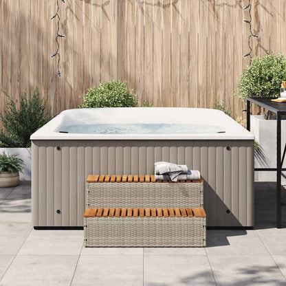 Whirlpool-Stufen Hellgrau 100X50X50,5 Cm Poly-Rattan Und Akazie