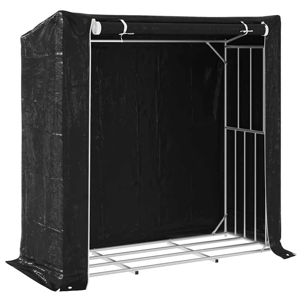 Brennholzregal Mit Regenschutz 200X80X200 Cm Verzinkter Stahl Blau