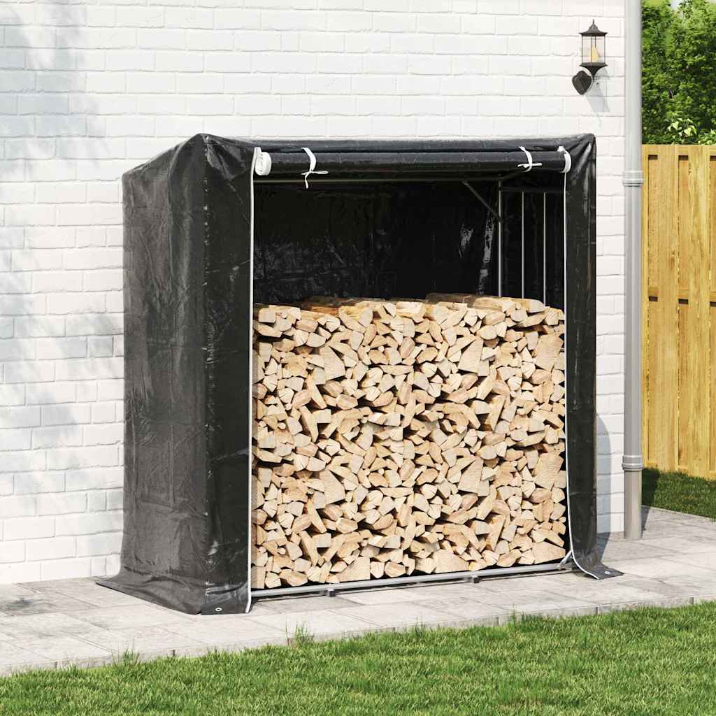 Brennholzregal Mit Regenschutz 200X80X200 Cm Verzinkter Stahl Blau