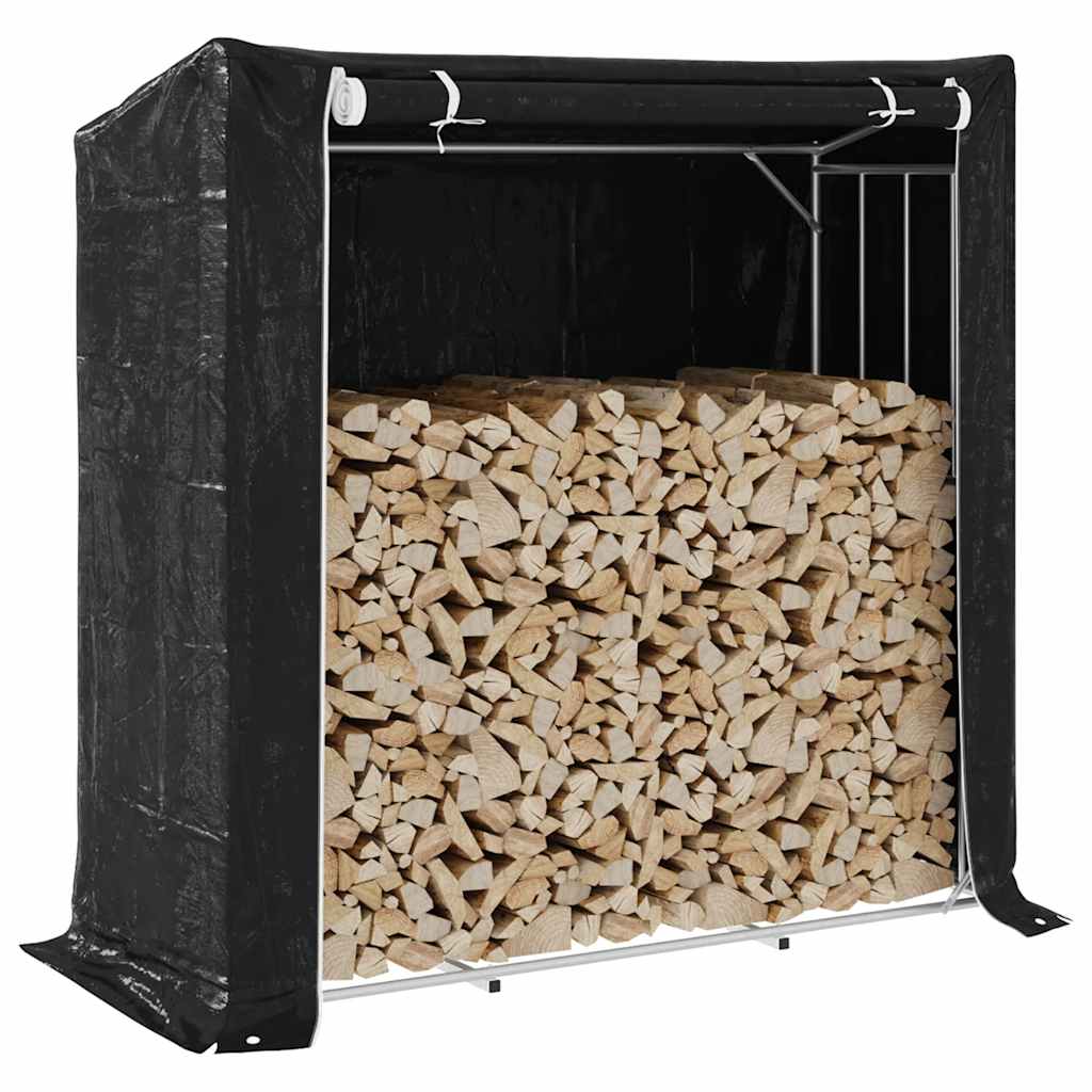 Brennholzregal Mit Regenschutz 200X80X200 Cm Verzinkter Stahl Blau