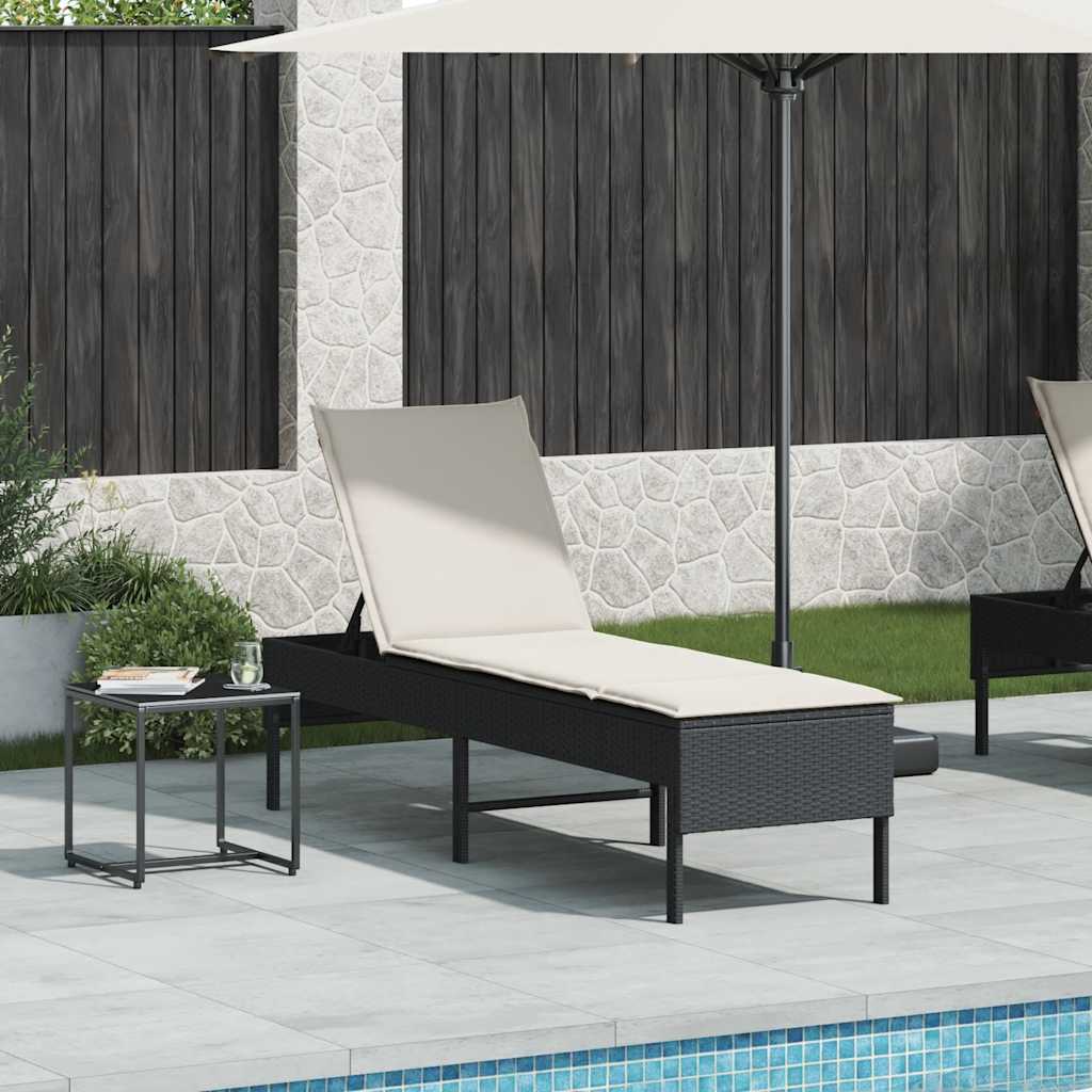 Sonnenliege Mit Auflage 55X200X44 Cm Poly Rattan