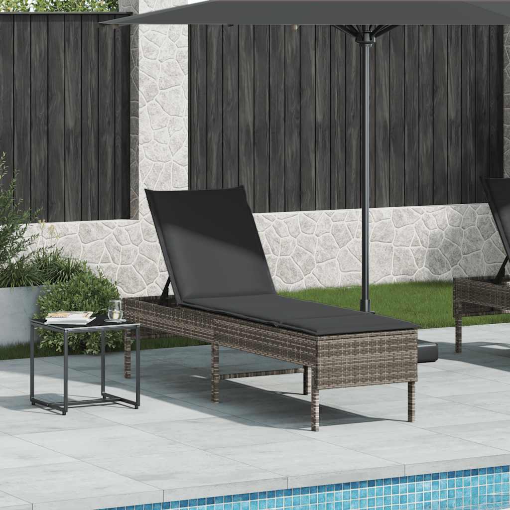 Sonnenliege Mit Auflage 55X200X44 Cm Poly Rattan