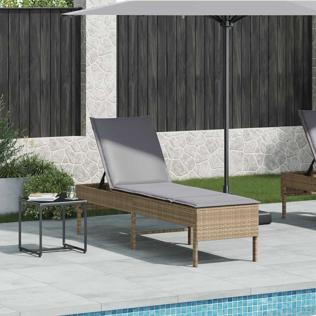 Sonnenliege Mit Auflage 55X200X44 Cm Poly Rattan