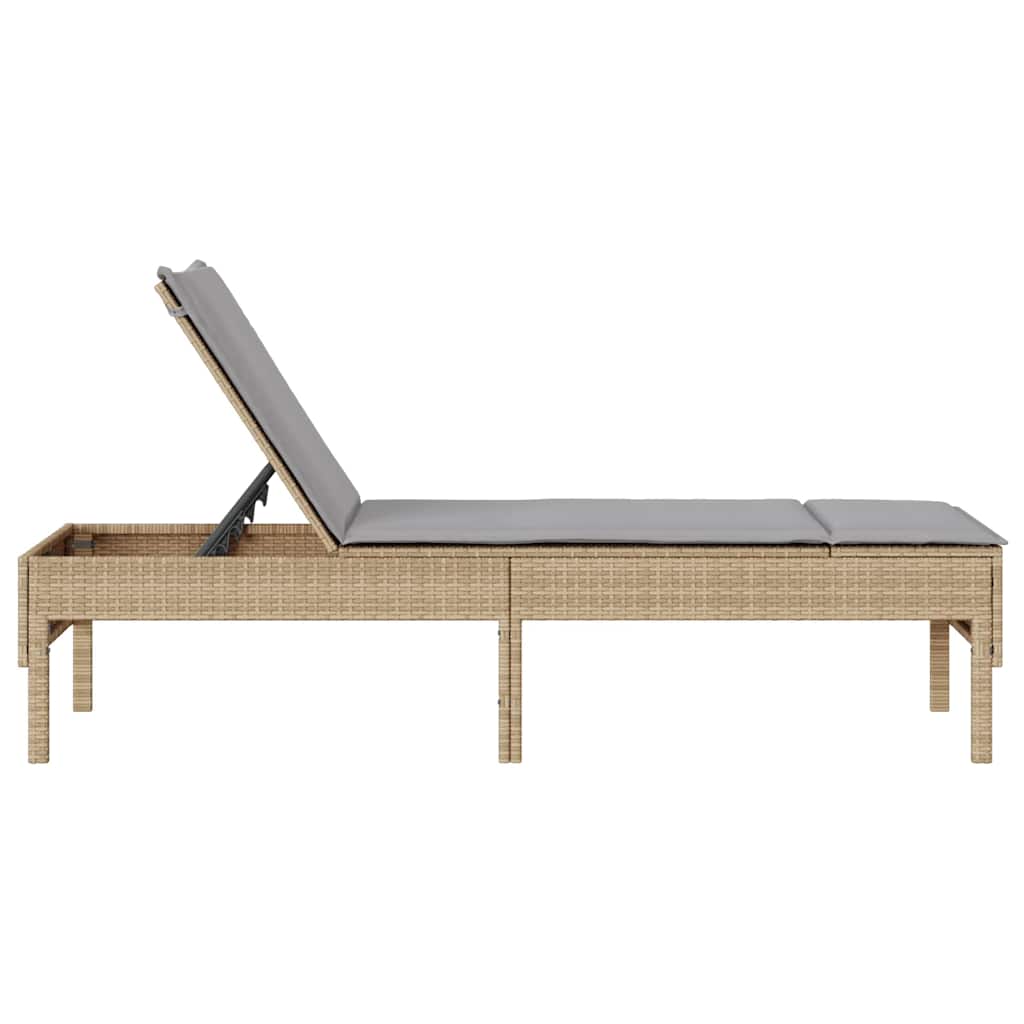 Sonnenliege Mit Auflage 55X200X44 Cm Poly Rattan