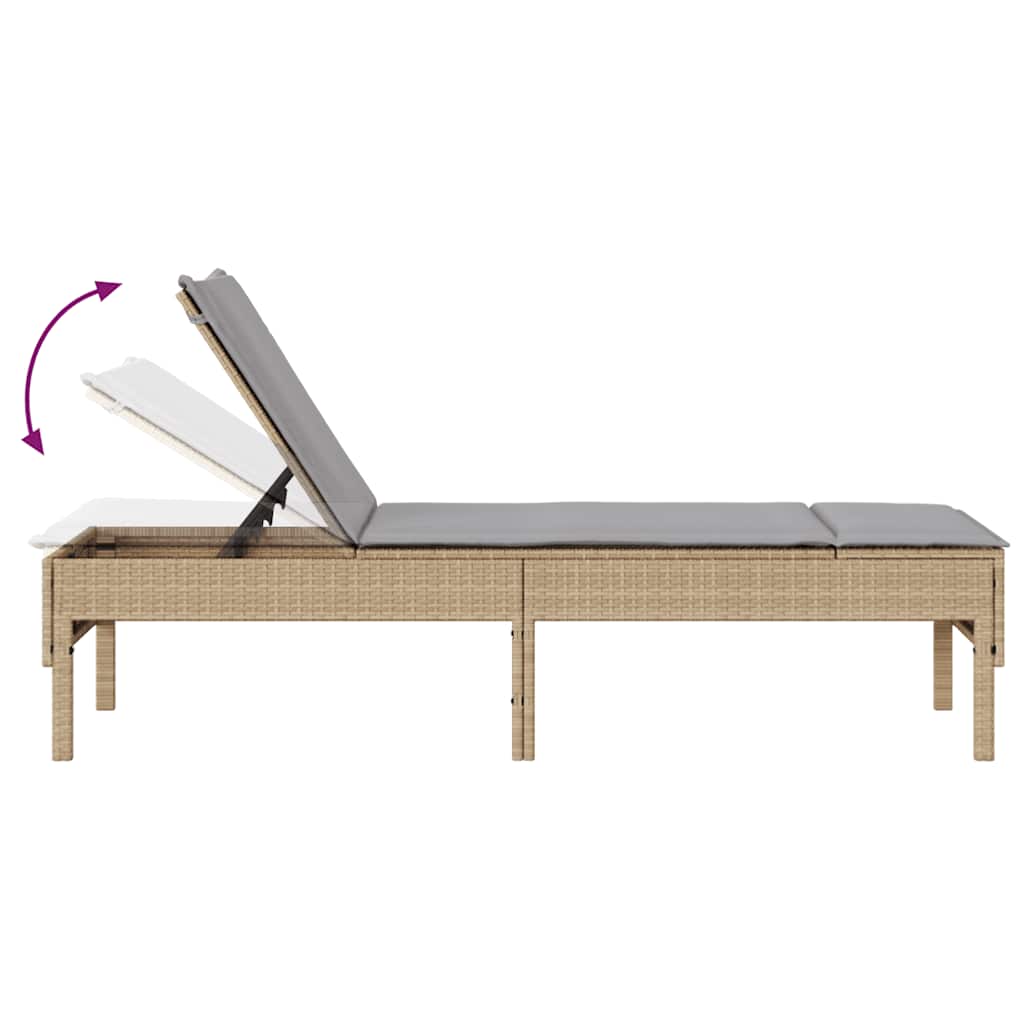 Sonnenliege Mit Auflage 55X200X44 Cm Poly Rattan