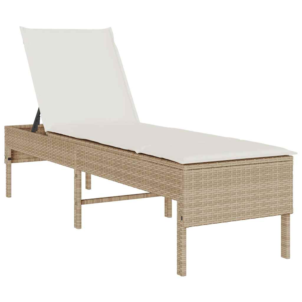Sonnenliege Mit Auflage 55X200X44 Cm Poly Rattan