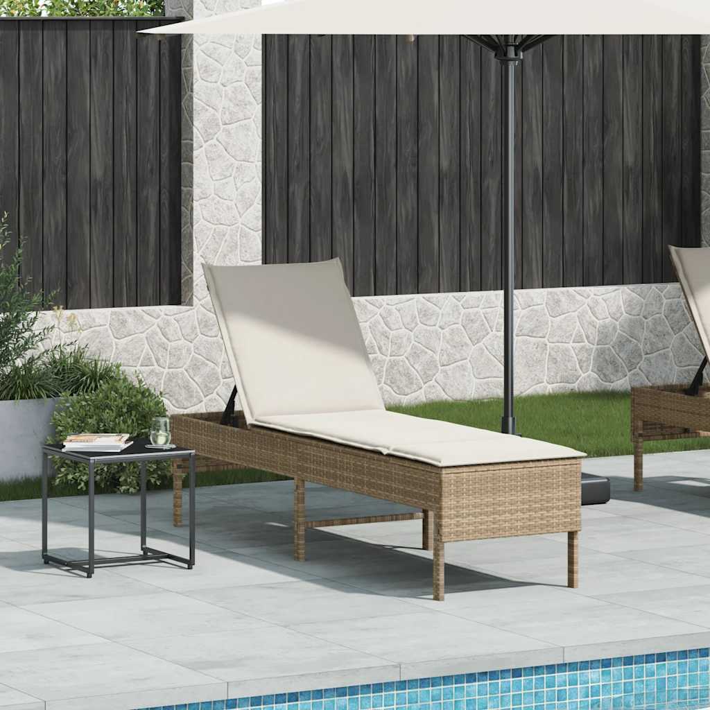 Sonnenliege Mit Auflage 55X200X44 Cm Poly Rattan