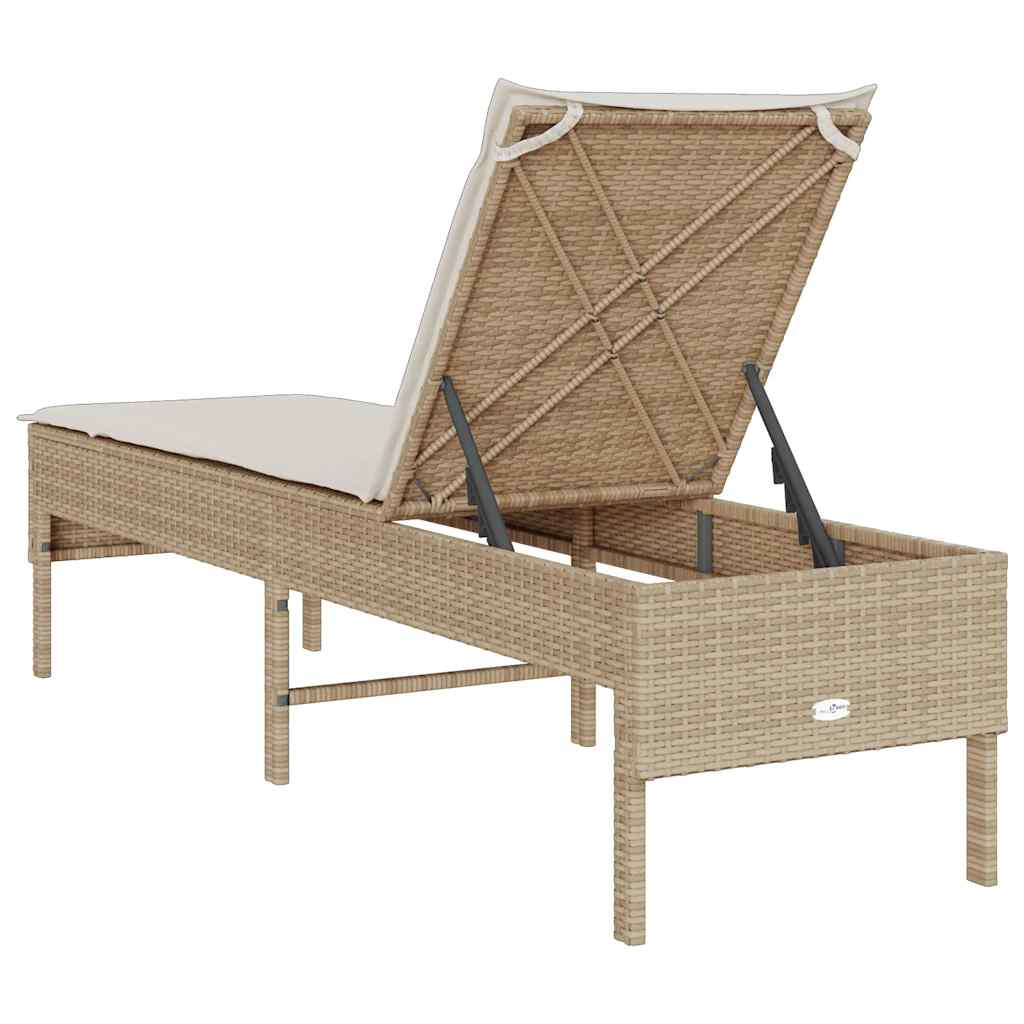 Sonnenliege Mit Auflage 55X200X44 Cm Poly Rattan