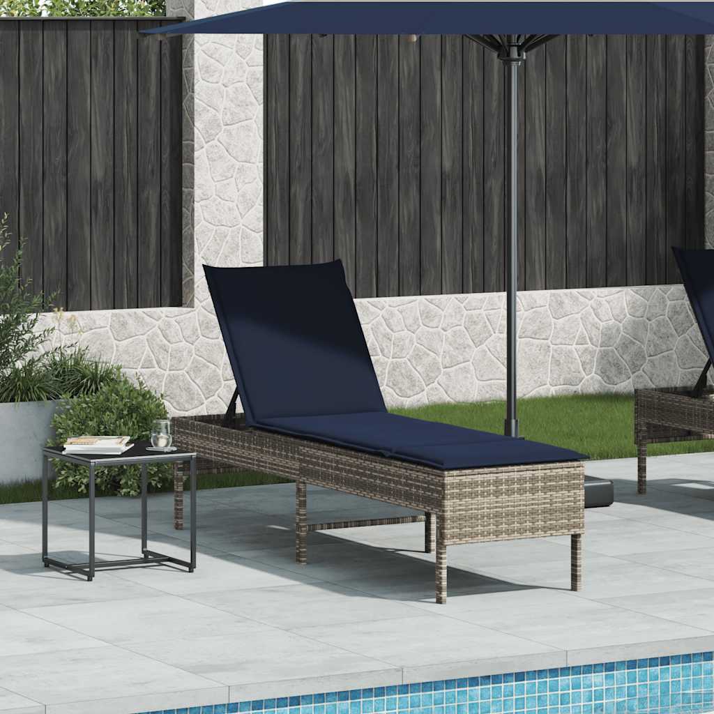 Sonnenliege Mit Auflage 55X200X44 Cm Poly Rattan