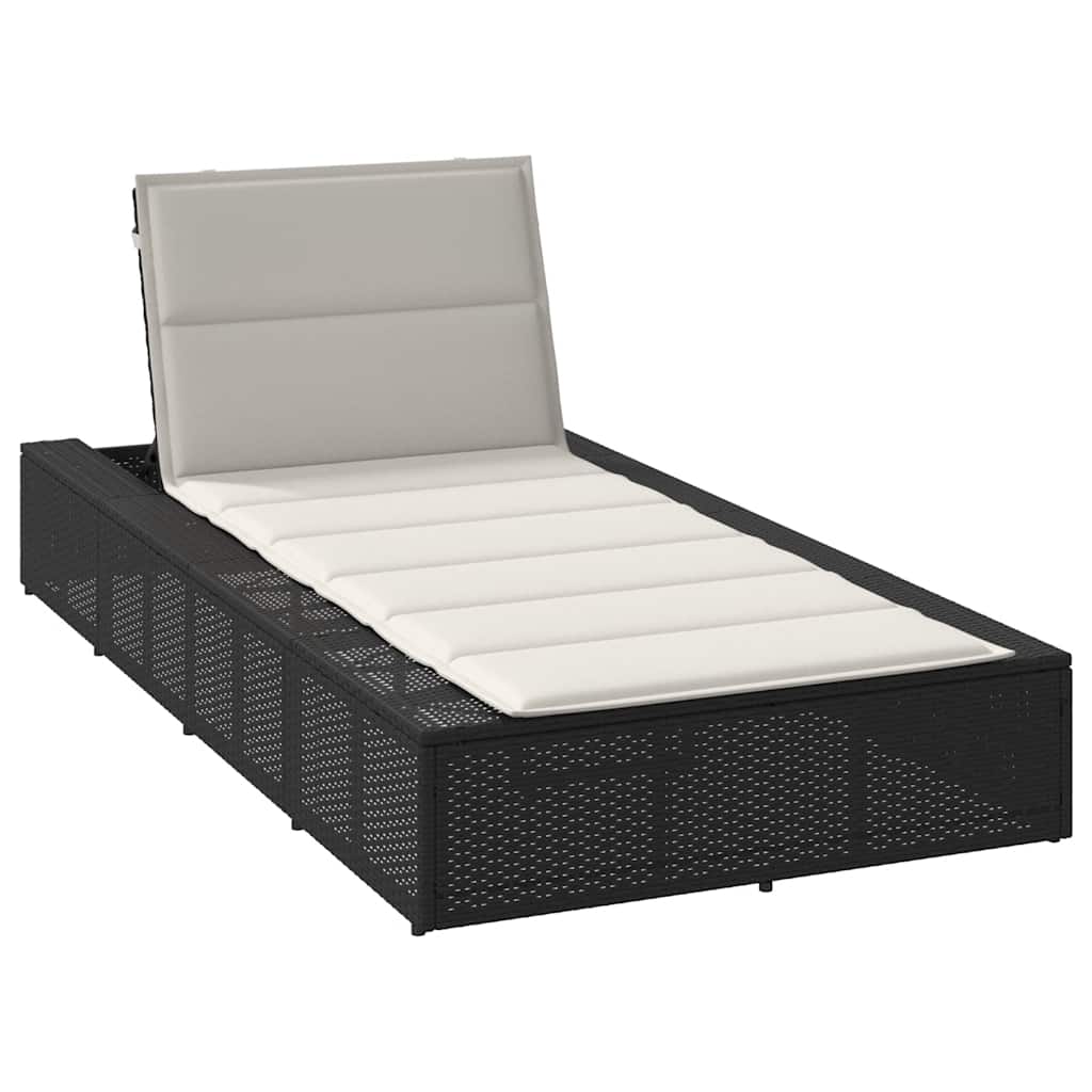 Sonnenliege Mit Schwebender Auflage Schwarz Poly Rattan