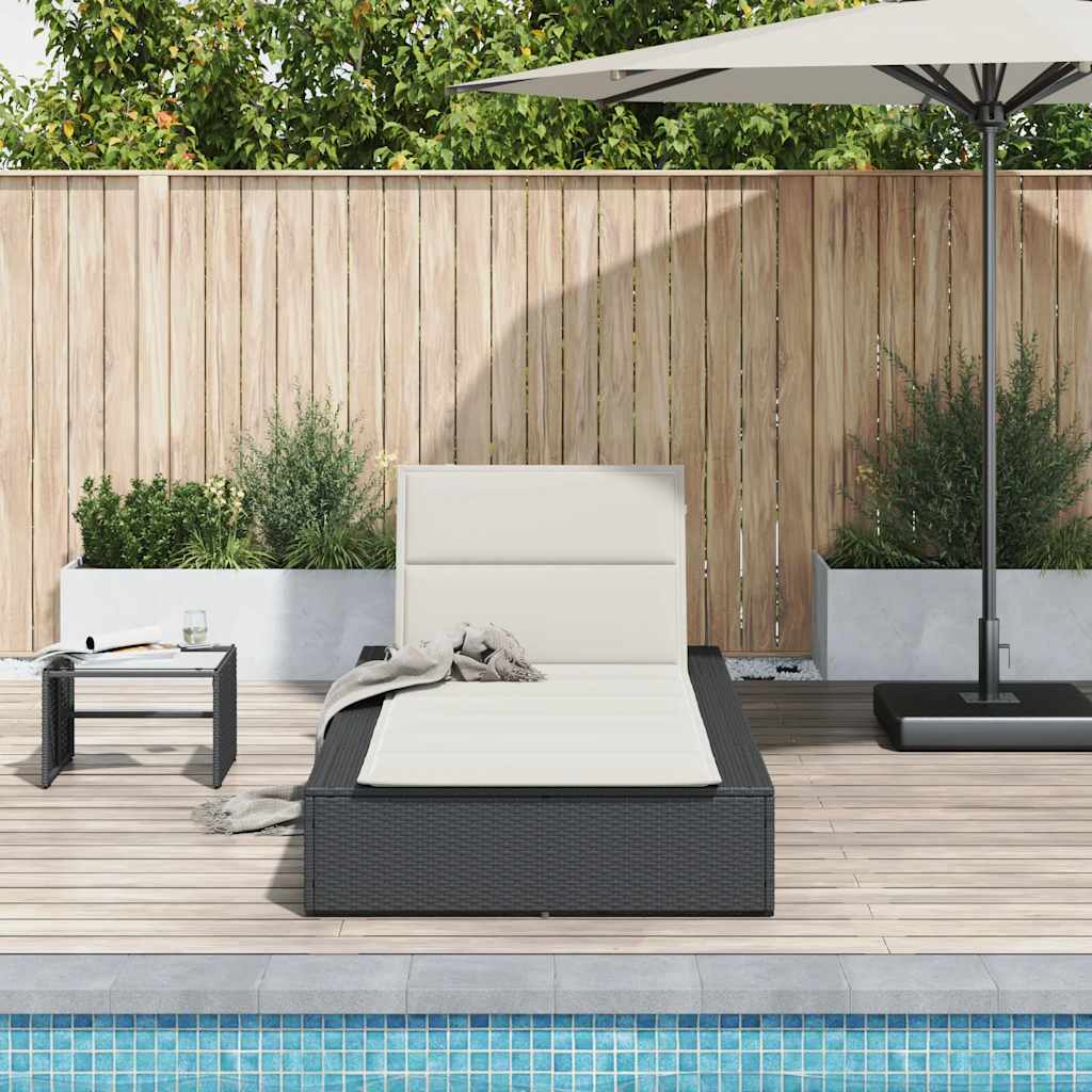 Sonnenliege Mit Schwebender Auflage Schwarz Poly Rattan