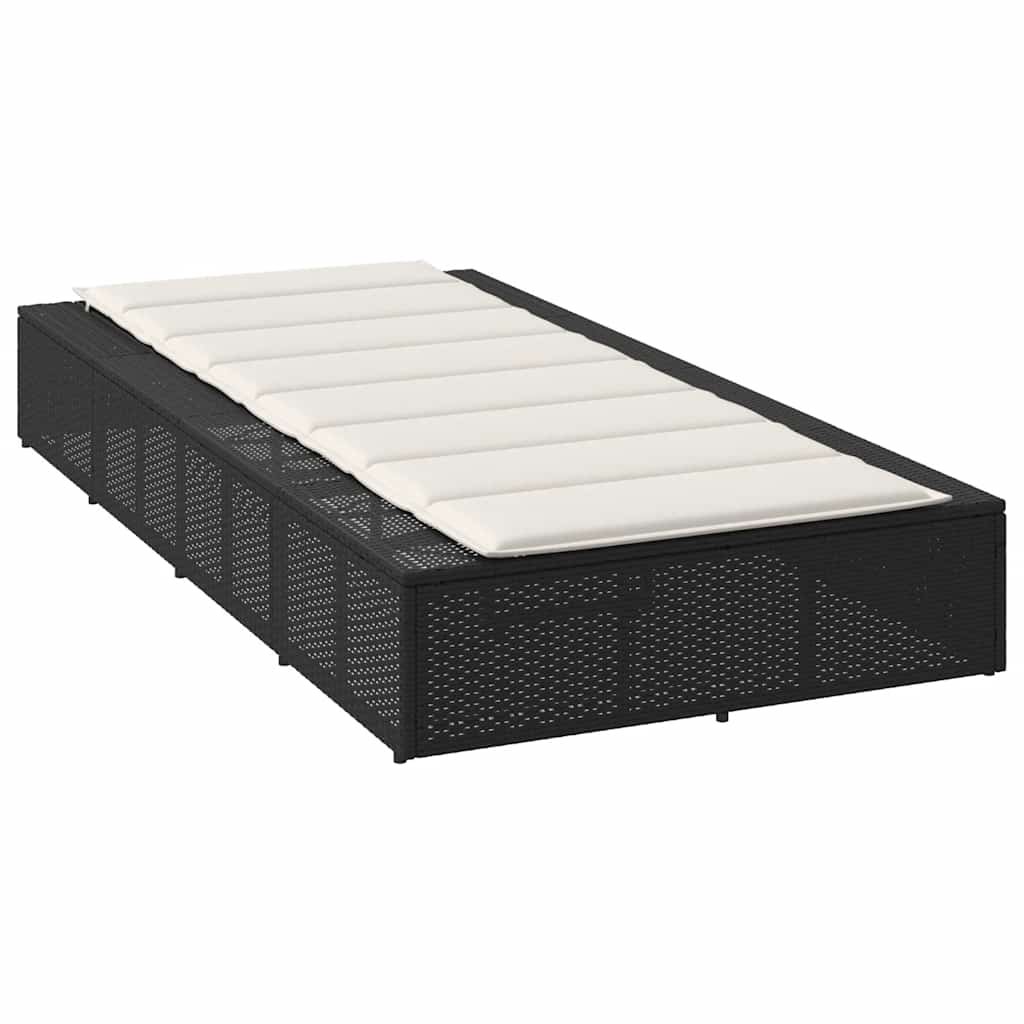 Sonnenliege Mit Schwebender Auflage Schwarz Poly Rattan