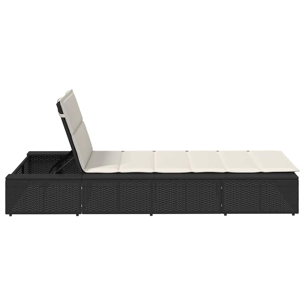 Sonnenliege Mit Schwebender Auflage Schwarz Poly Rattan