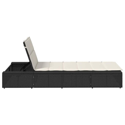 Sonnenliege Mit Schwebender Auflage Schwarz Poly Rattan
