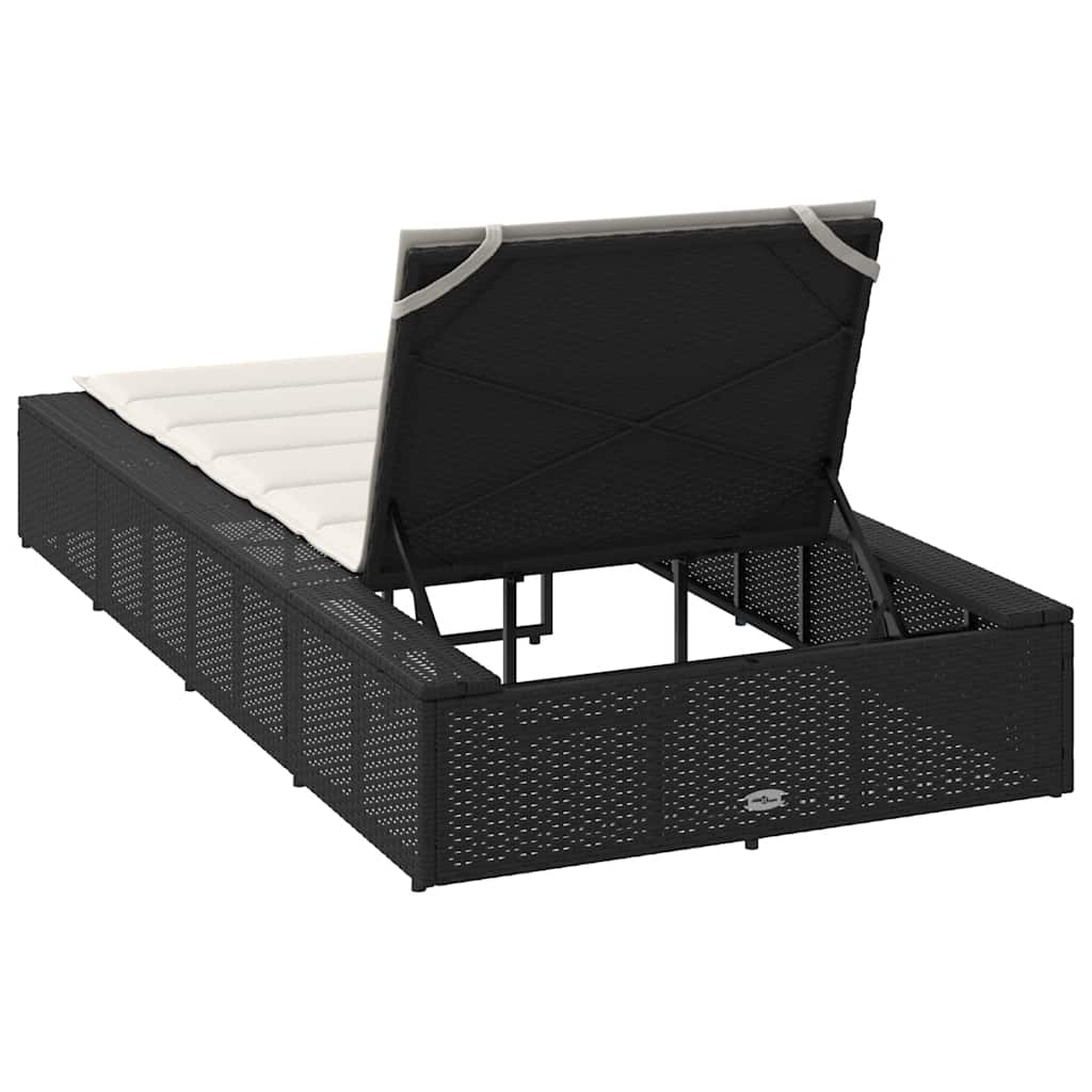 Sonnenliege Mit Schwebender Auflage Schwarz Poly Rattan