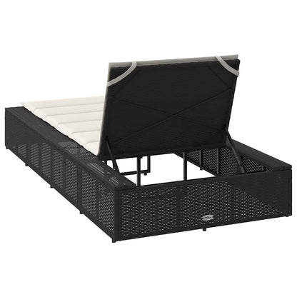 Sonnenliege Mit Schwebender Auflage Schwarz Poly Rattan
