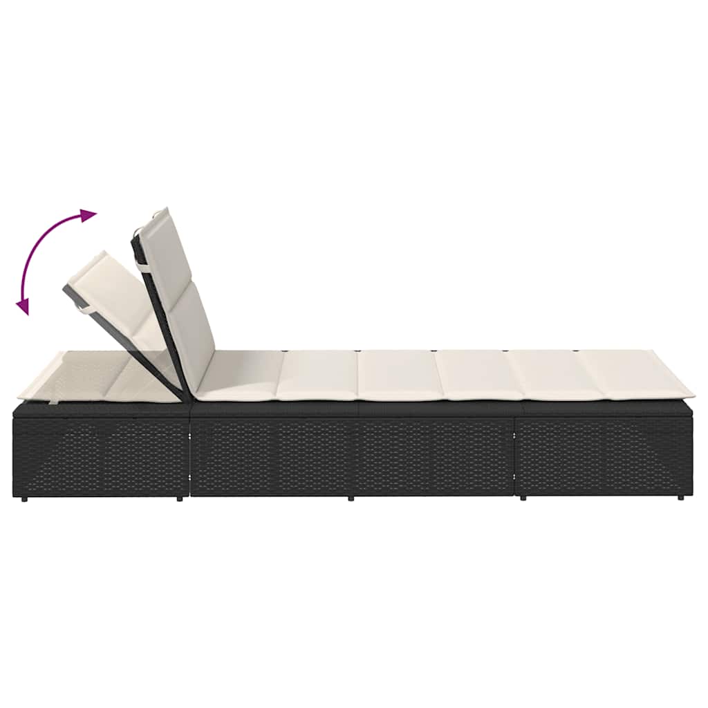 Sonnenliege Mit Schwebender Auflage Schwarz Poly Rattan