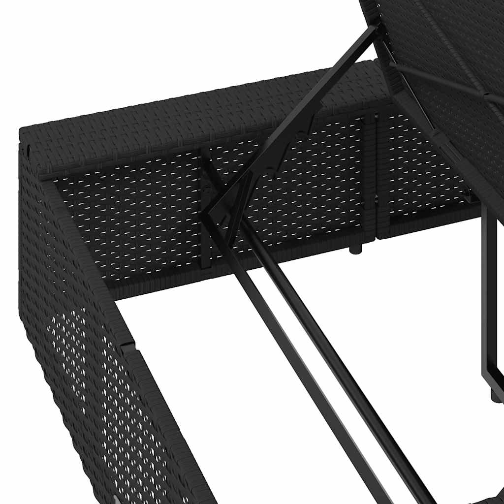 Sonnenliege Mit Schwebender Auflage Schwarz Poly Rattan