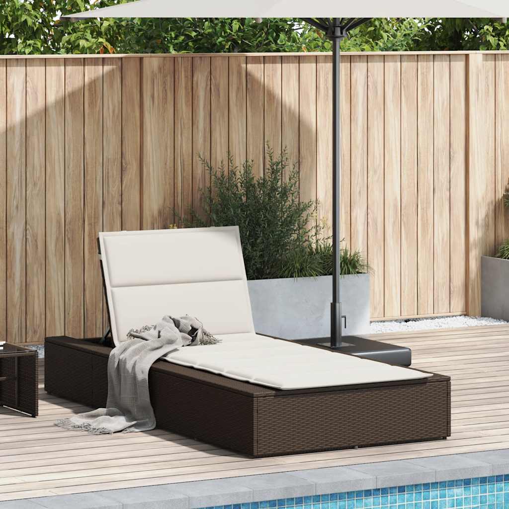 Sonnenliege Mit Schwebender Auflage Braun Poly Rattan