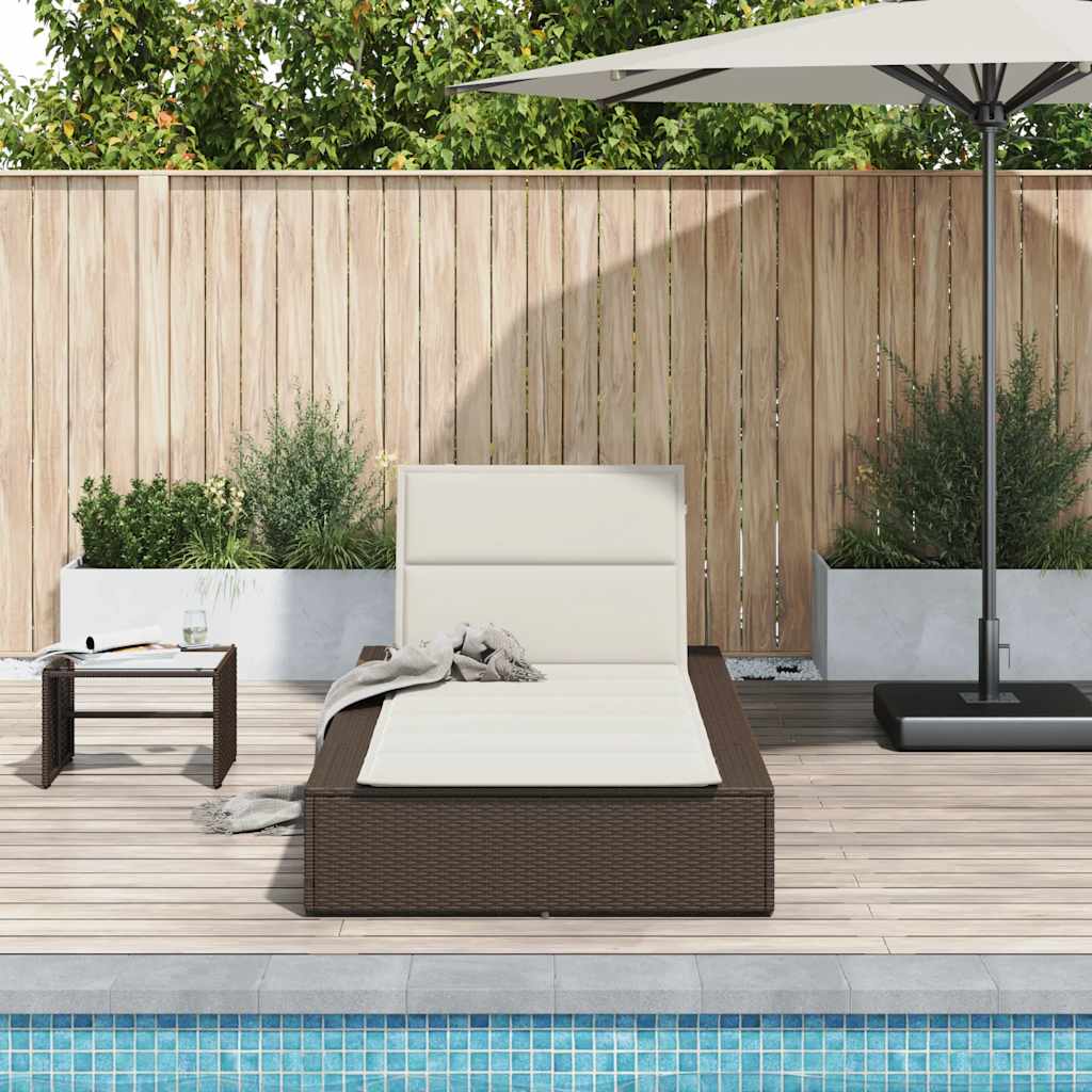 Sonnenliege Mit Schwebender Auflage Braun Poly Rattan