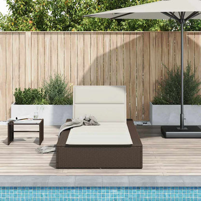 Sonnenliege Mit Schwebender Auflage Braun Poly Rattan