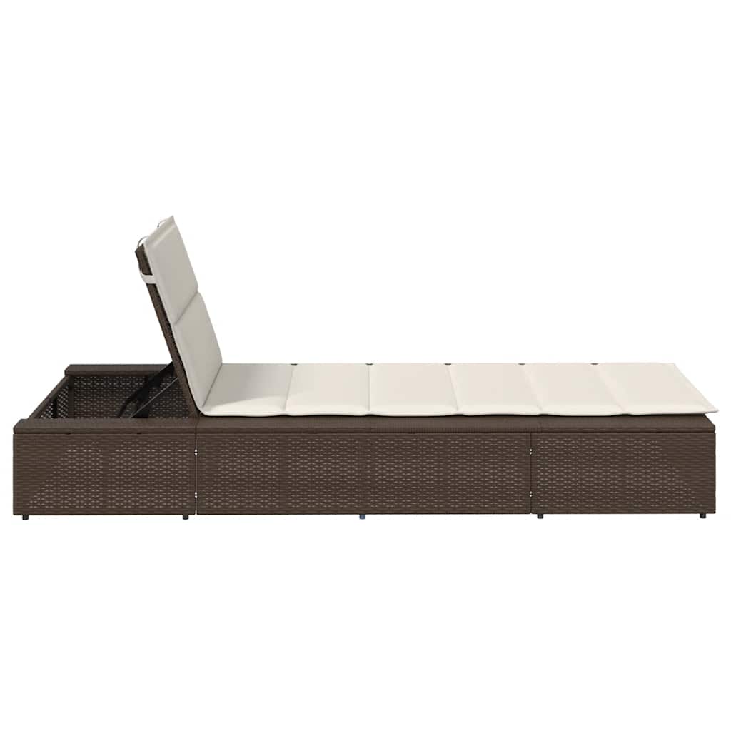 Sonnenliege Mit Schwebender Auflage Braun Poly Rattan