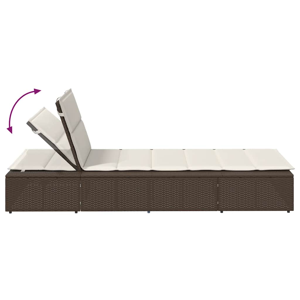 Sonnenliege Mit Schwebender Auflage Braun Poly Rattan