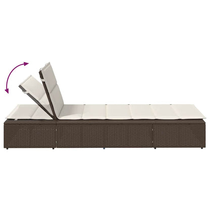 Sonnenliege Mit Schwebender Auflage Braun Poly Rattan