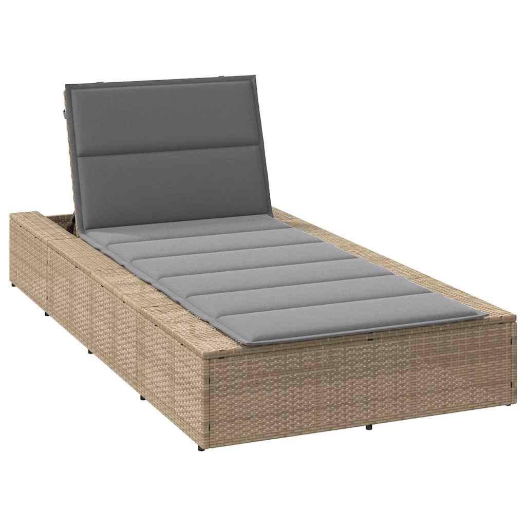 Sonnenliege Mit Schwebender Auflage Beige Poly Rattan