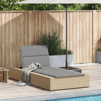 Sonnenliege Mit Schwebender Auflage Beige Poly Rattan