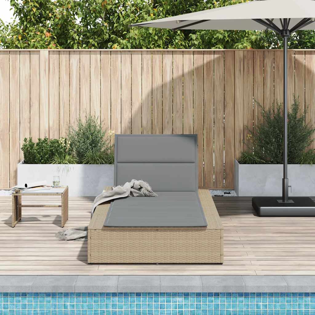 Sonnenliege Mit Schwebender Auflage Beige Poly Rattan