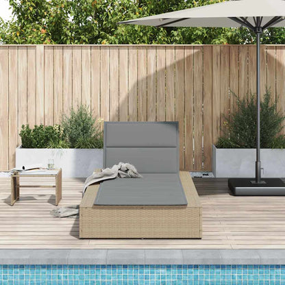 Sonnenliege Mit Schwebender Auflage Beige Poly Rattan