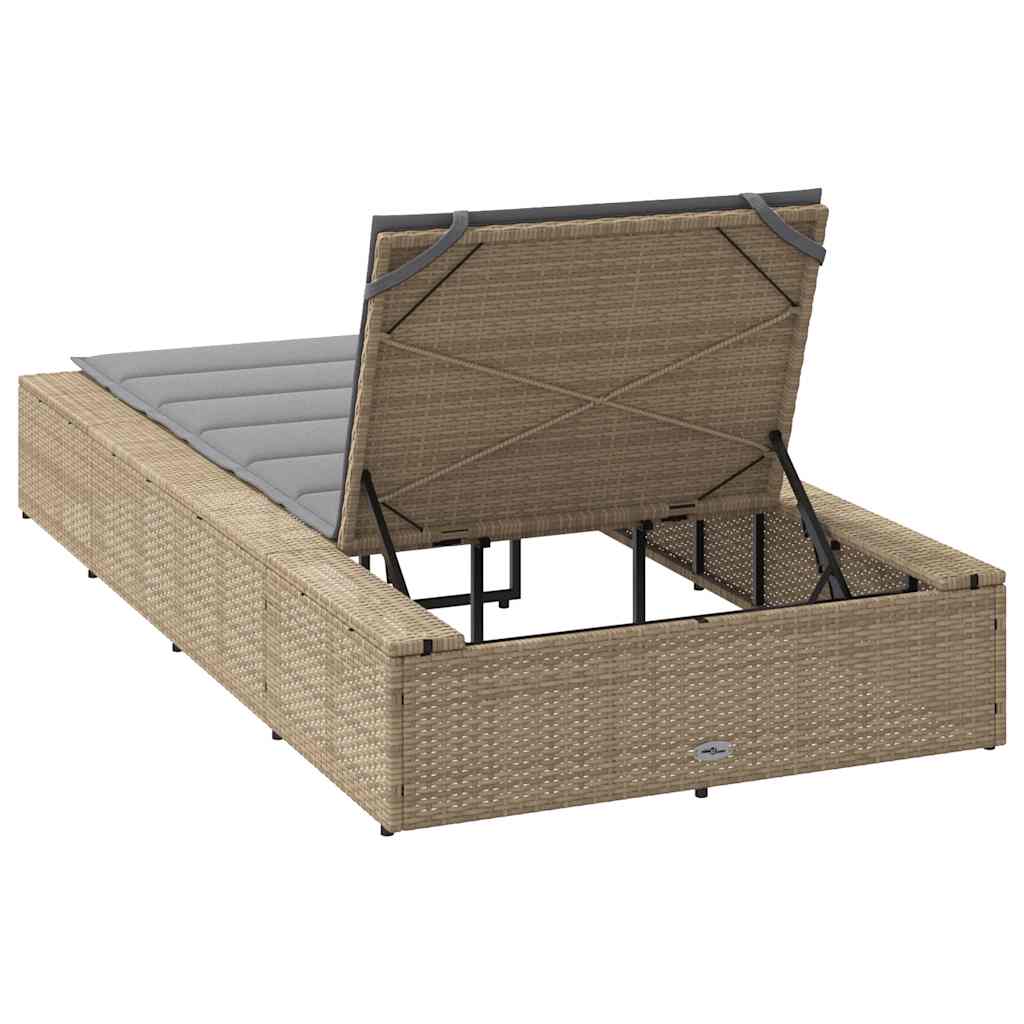 Sonnenliege Mit Schwebender Auflage Beige Poly Rattan