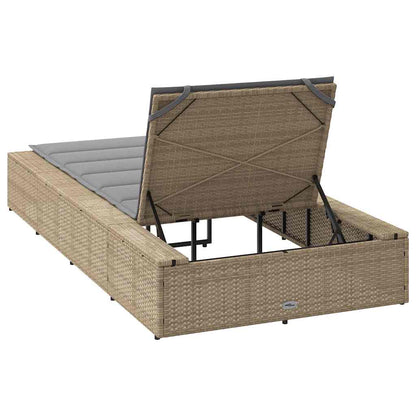 Sonnenliege Mit Schwebender Auflage Beige Poly Rattan
