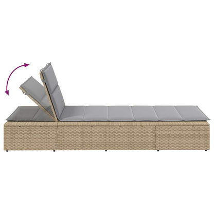 Sonnenliege Mit Schwebender Auflage Beige Poly Rattan