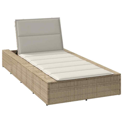 Sonnenliege Mit Schwebender Auflage Beige Poly Rattan