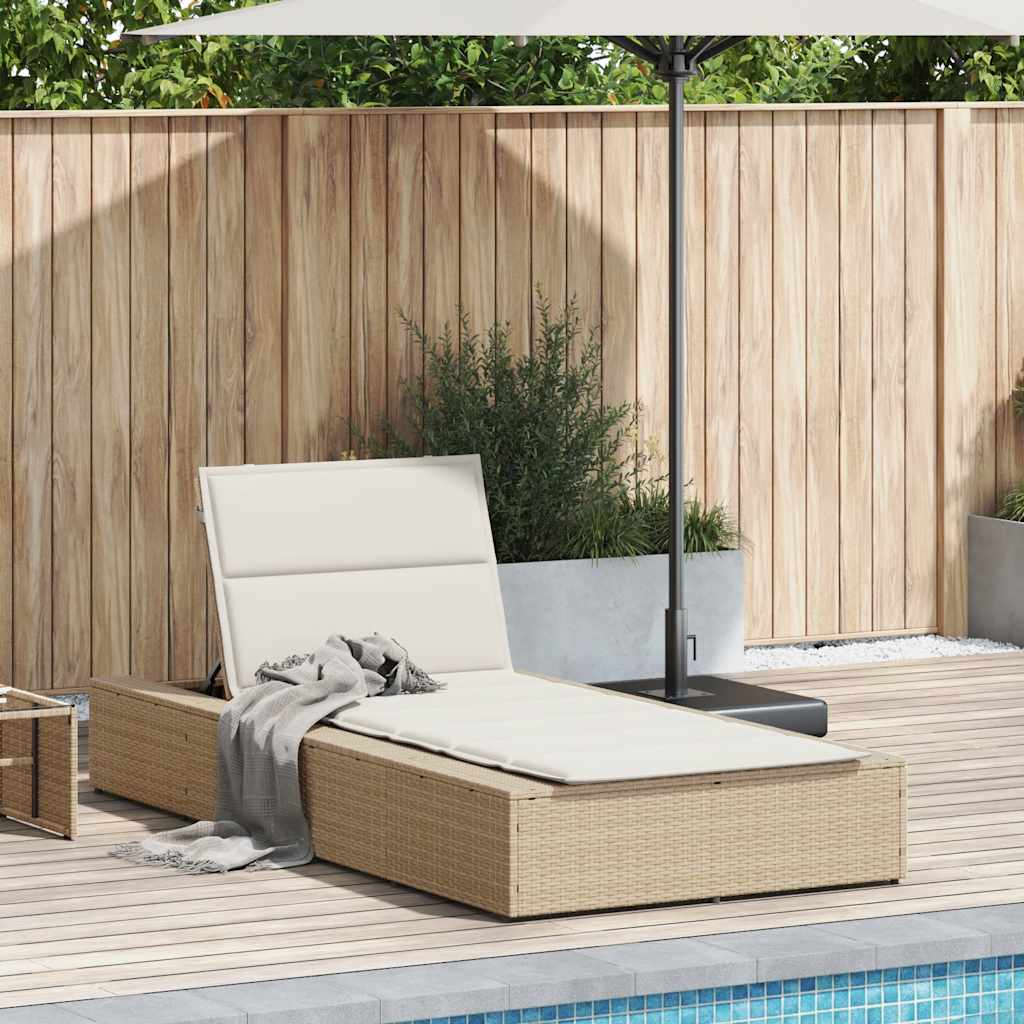 Sonnenliege Mit Schwebender Auflage Beige Poly Rattan