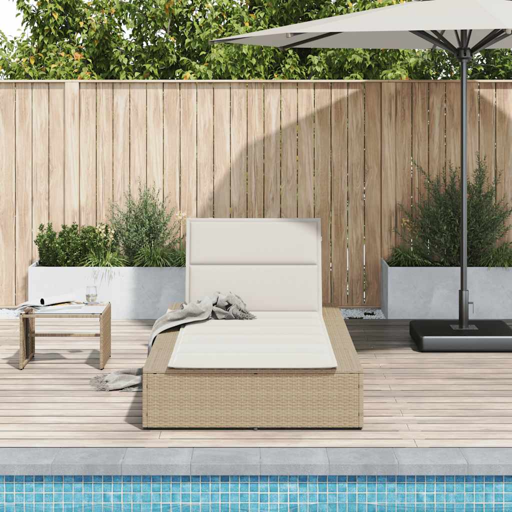 Sonnenliege Mit Schwebender Auflage Beige Poly Rattan