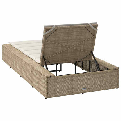 Sonnenliege Mit Schwebender Auflage Beige Poly Rattan