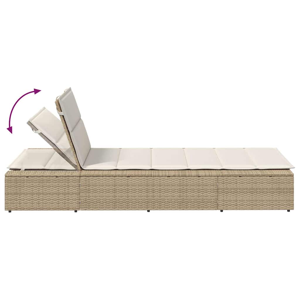 Sonnenliege Mit Schwebender Auflage Beige Poly Rattan