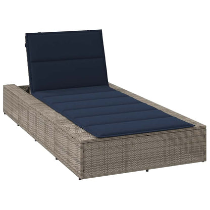 Sonnenliege Mit Schwebender Auflage Grau Poly Rattan