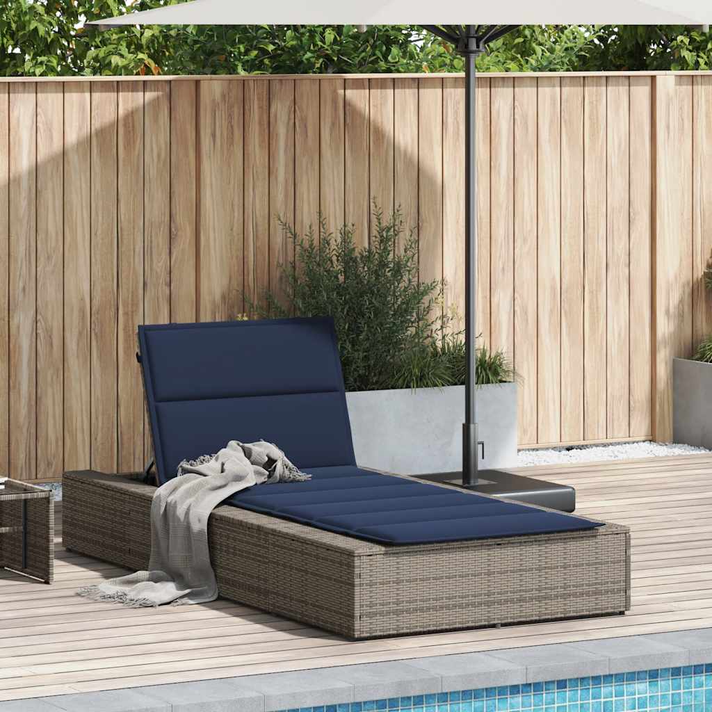 Sonnenliege Mit Schwebender Auflage Grau Poly Rattan