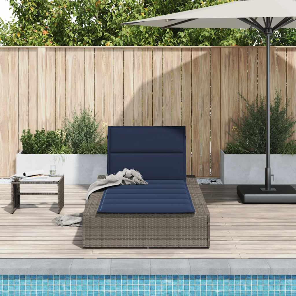Sonnenliege Mit Schwebender Auflage Grau Poly Rattan