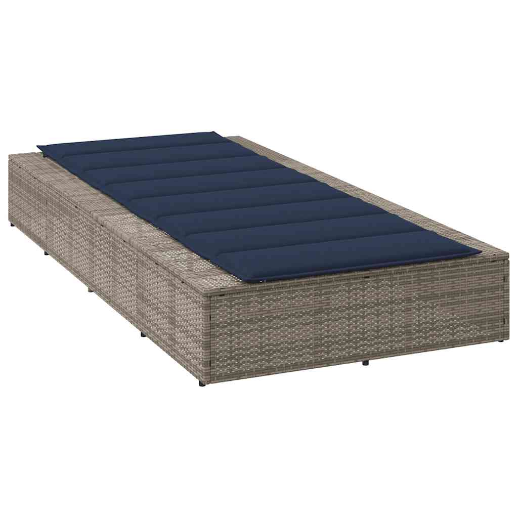 Sonnenliege Mit Schwebender Auflage Grau Poly Rattan