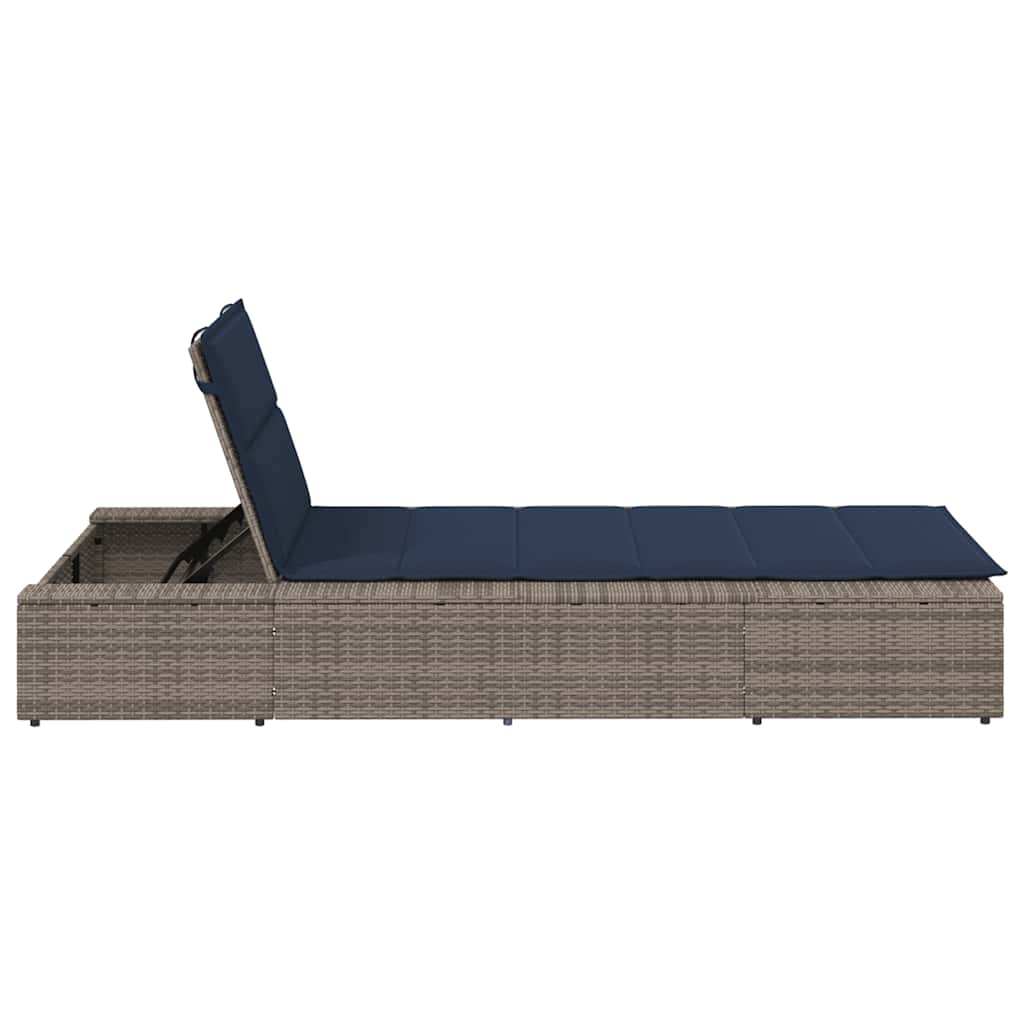 Sonnenliege Mit Schwebender Auflage Grau Poly Rattan