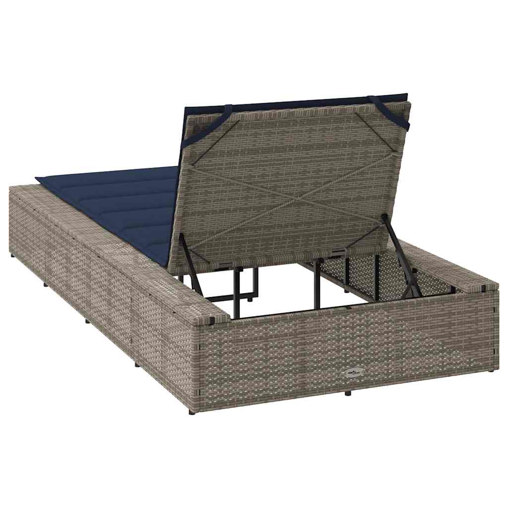 Sonnenliege Mit Schwebender Auflage Grau Poly Rattan