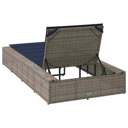 Sonnenliege Mit Schwebender Auflage Grau Poly Rattan